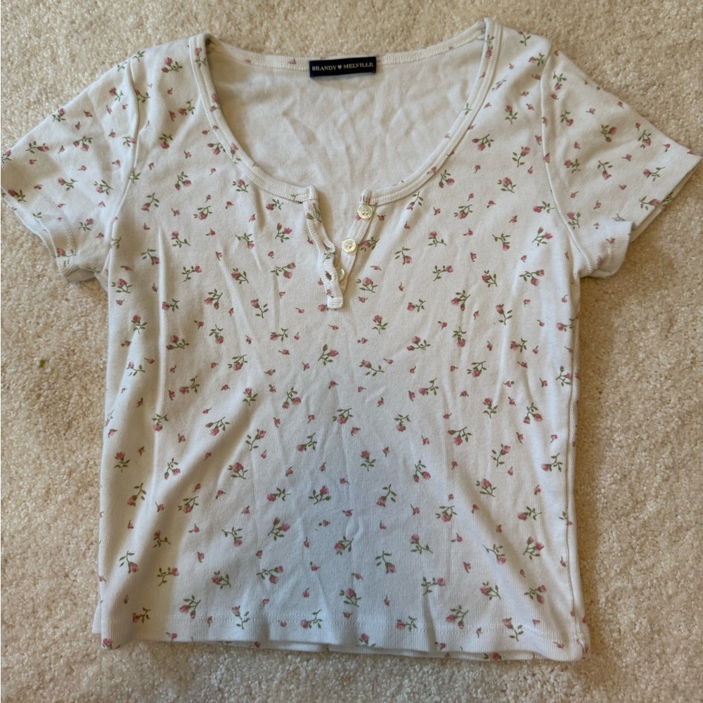 Brandy Melville Floral Top w/ Buttons